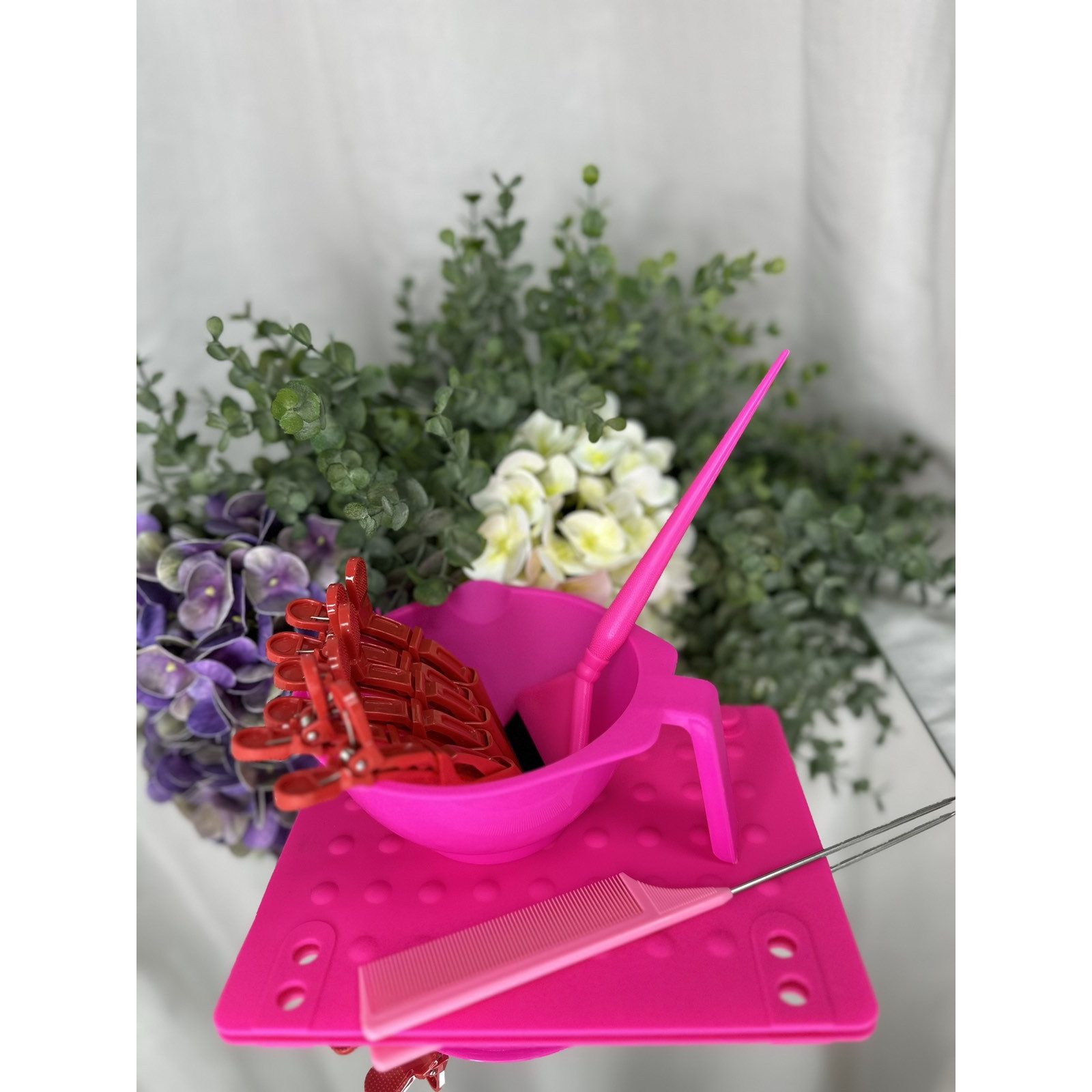 СТМ Набор для новичка (Кисть, миска, зажим, карбон расческа, коврик) розовый