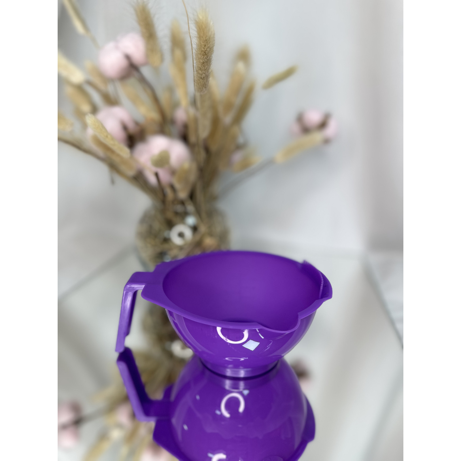 Миска парикмахера с ручкой и гребнем, фиолетовая