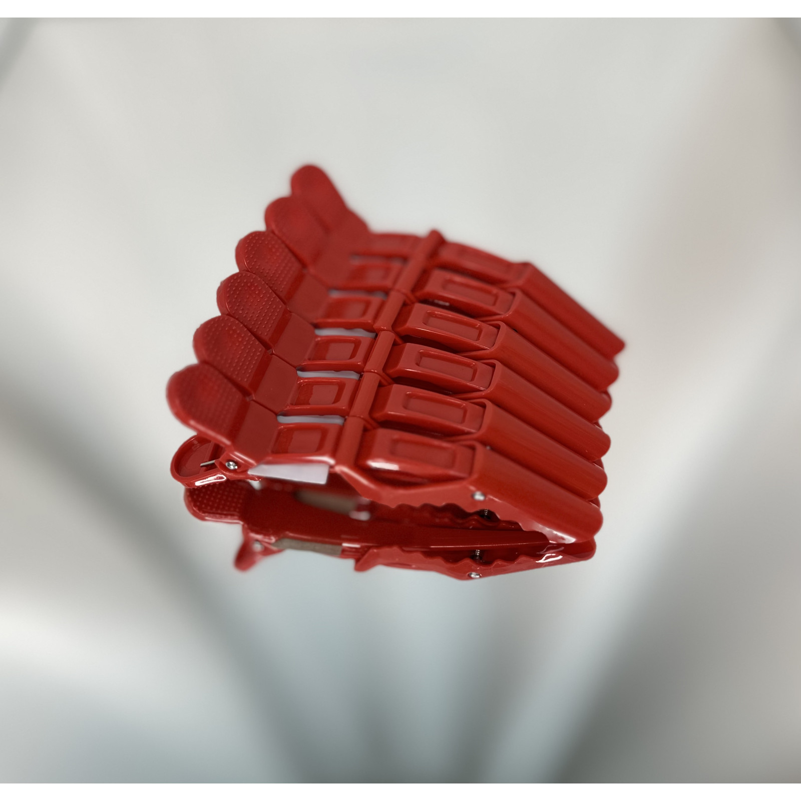 Зажим парикмахерский "Крокодил" 6 шт., Красный