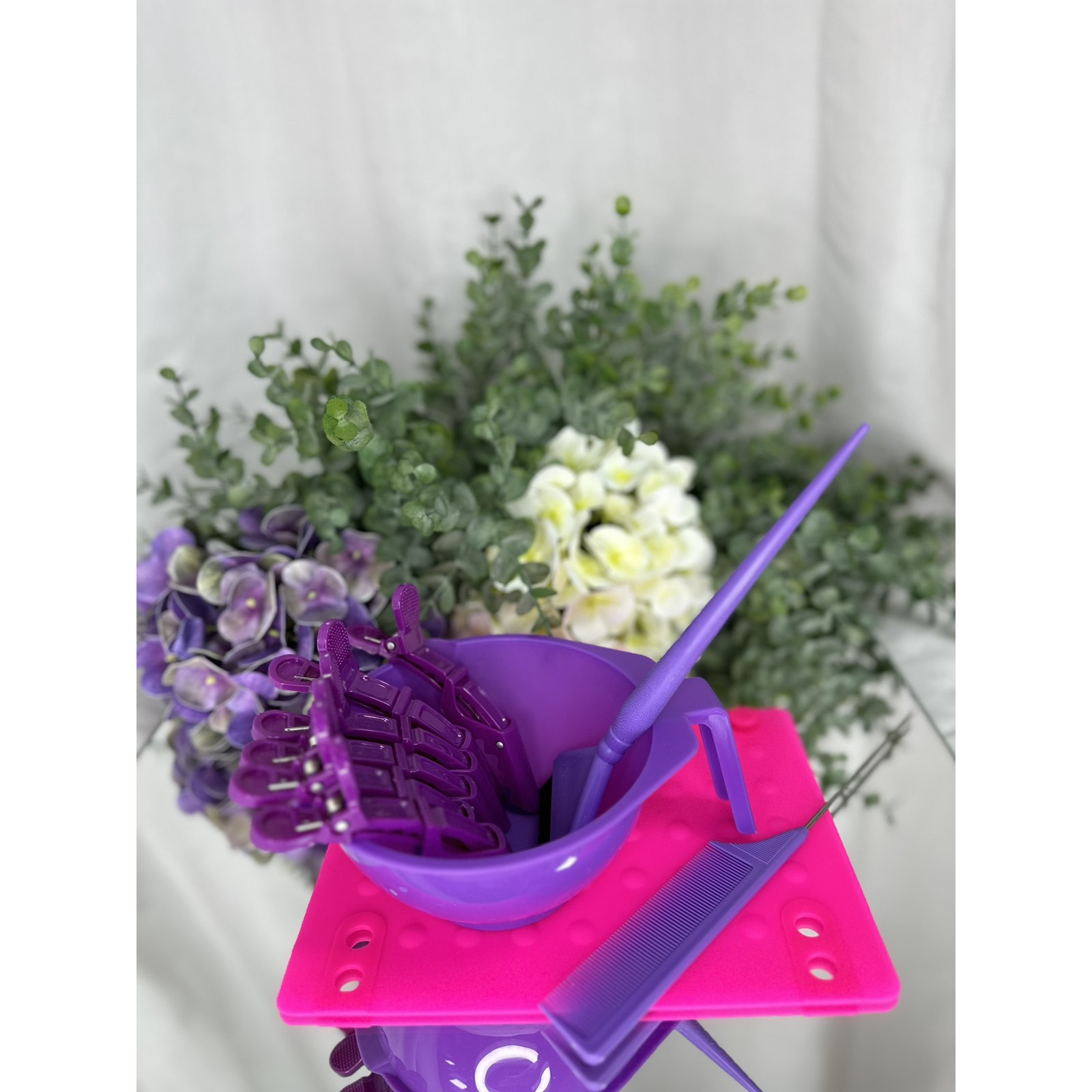 СТМ Набор для новичка (Кисть, миска, зажим, карбон расческа, коврик) фиолет