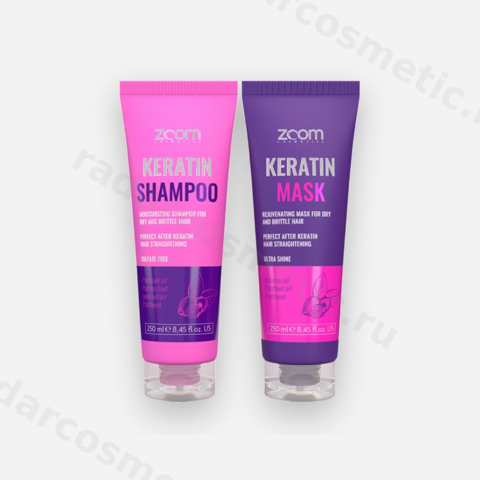 Комплект для домашнего ухода ZOOM Keratin Shampoo 250 ml + ZOOM Keratin Mask 250 ml