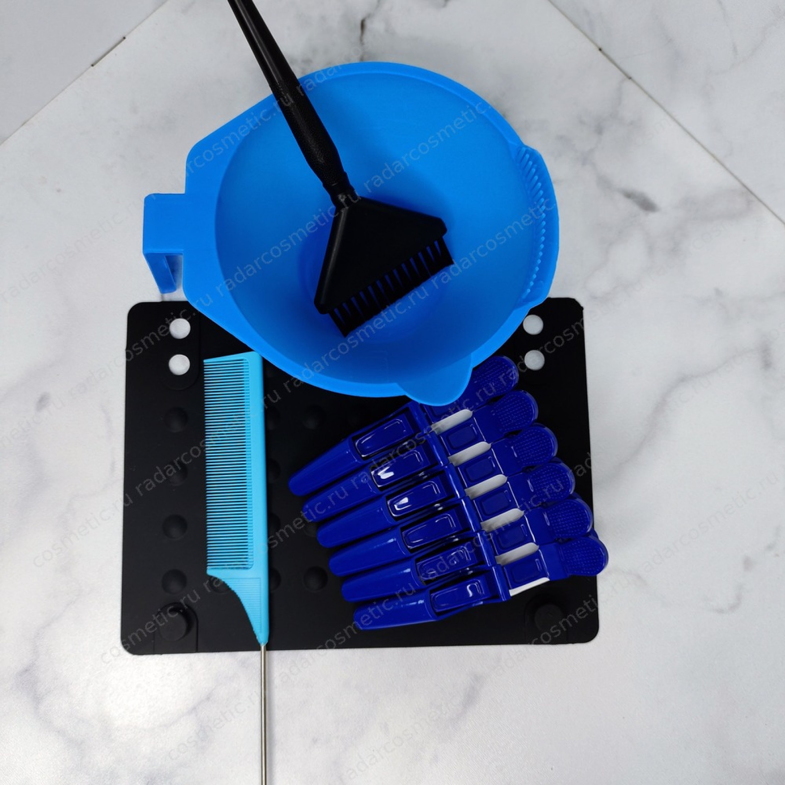 СТМ Набор для новичка (Кисть, миска, зажим, карбон расческа, коврик) синий