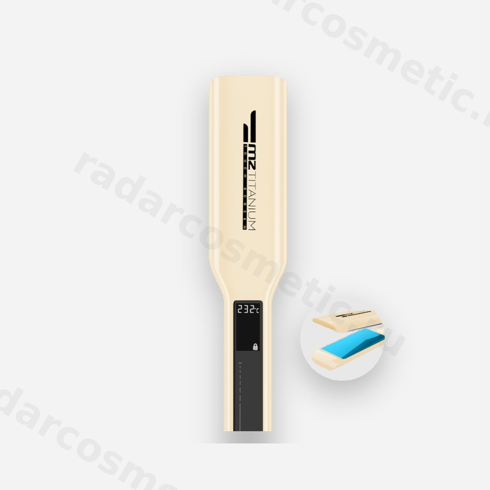 Утюжок MZ Titanium молочный, голубые пластины, глянец