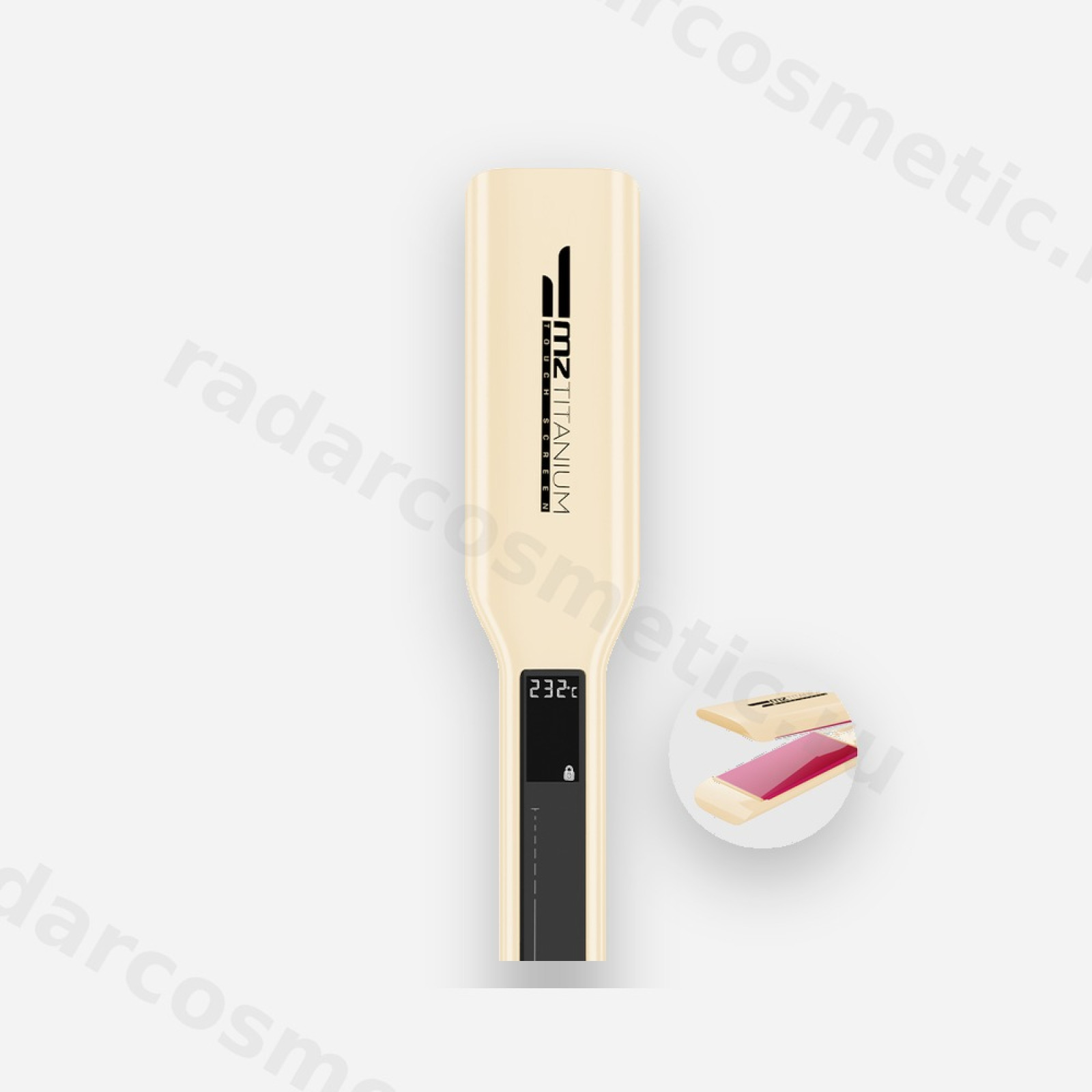 Утюжок MZ Titanium молочный, розовые пластины, матовый