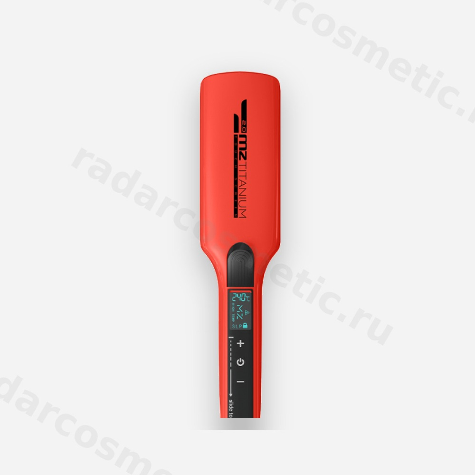 Утюжок MZ Titanium 2.0 красный, широкие черные пластины, глянец