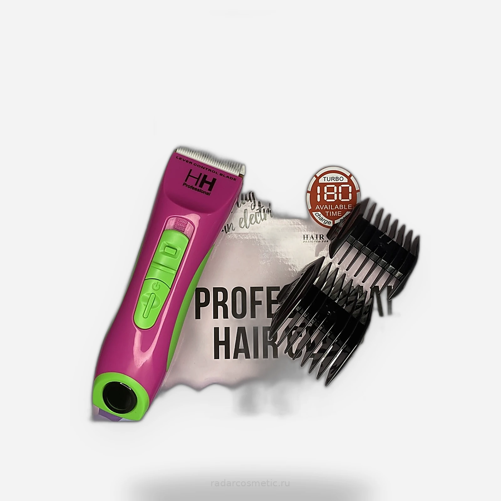 Машинка для стрижки Happy Hair S-588, розовый/зеленый